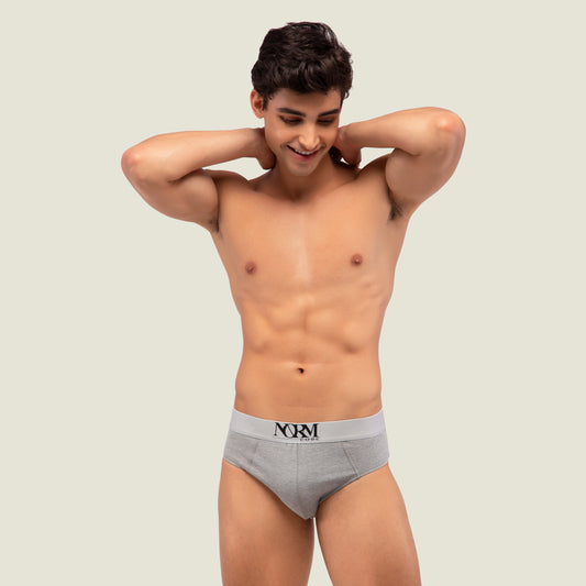Grey Brief with Silver Waistband