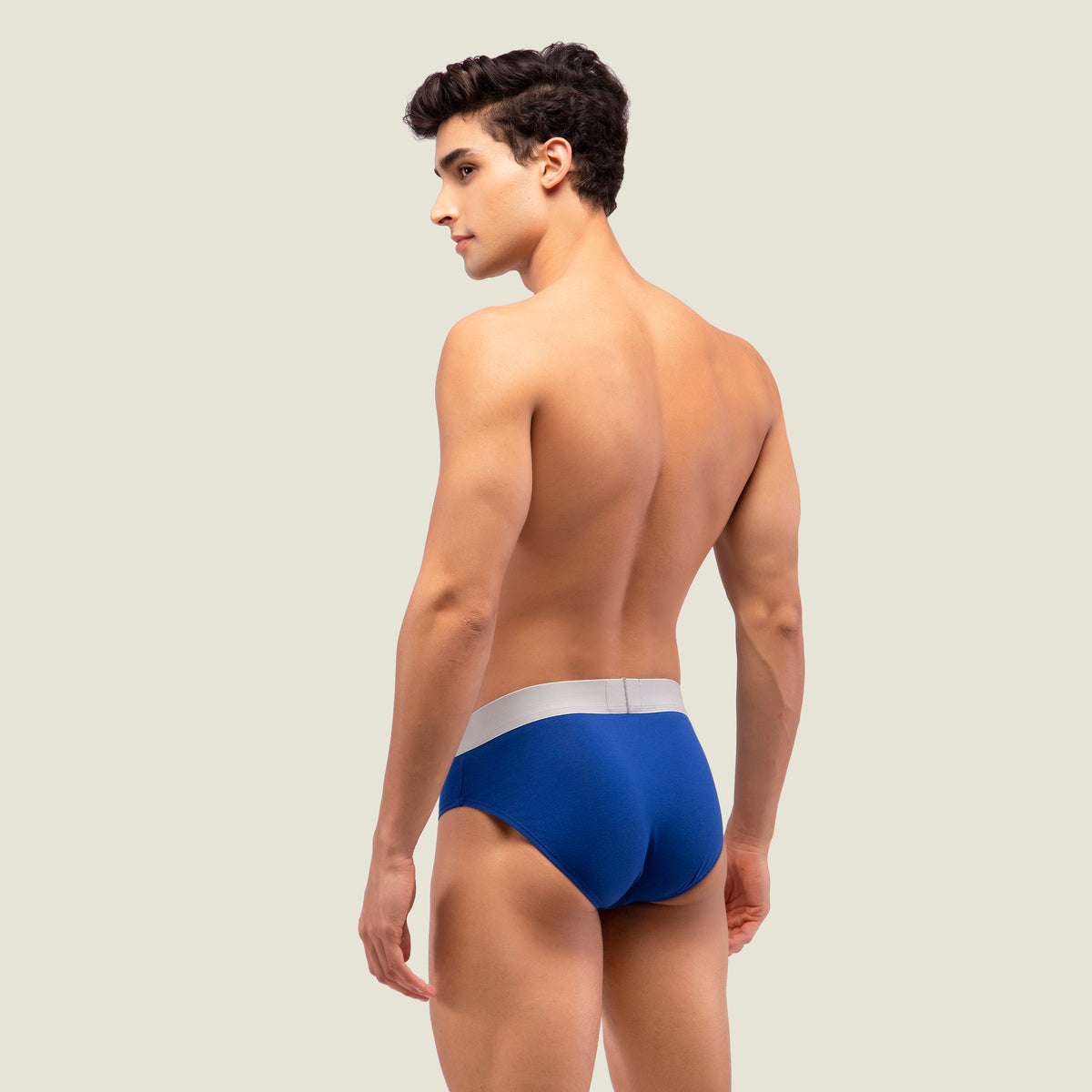 Blue Brief with Silver Waistband