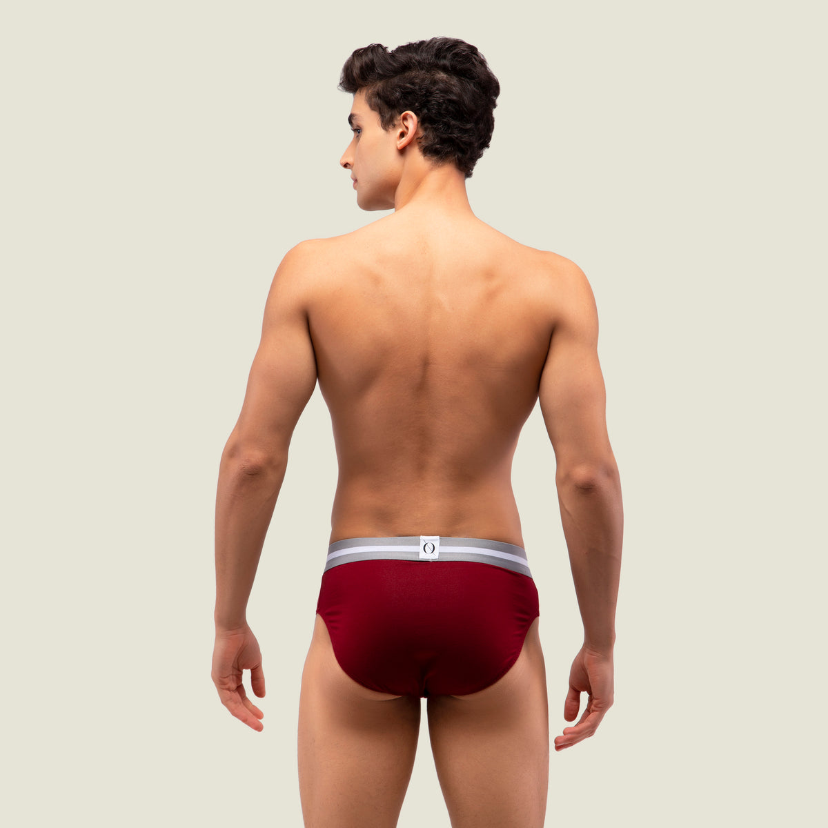 Maroon Brief with Grey Waistband