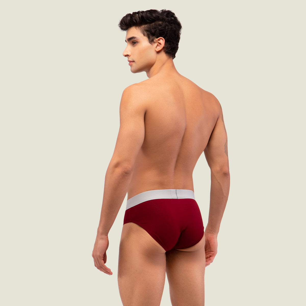 Maroon Brief with Silver Waistband