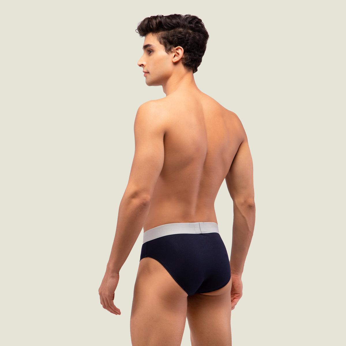 Navy Blue Brief with Silver Waistband