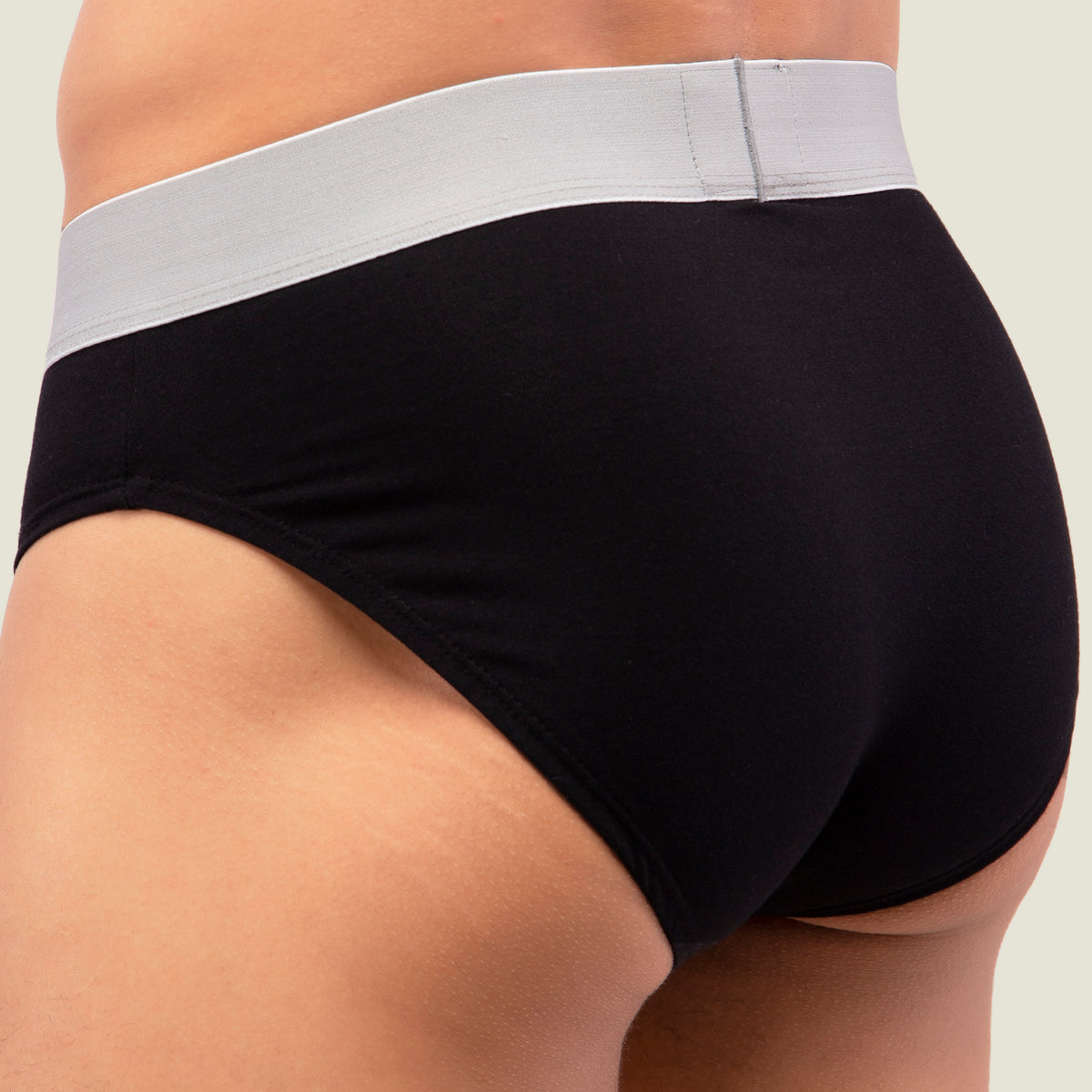 Black Brief with Silver Waistband